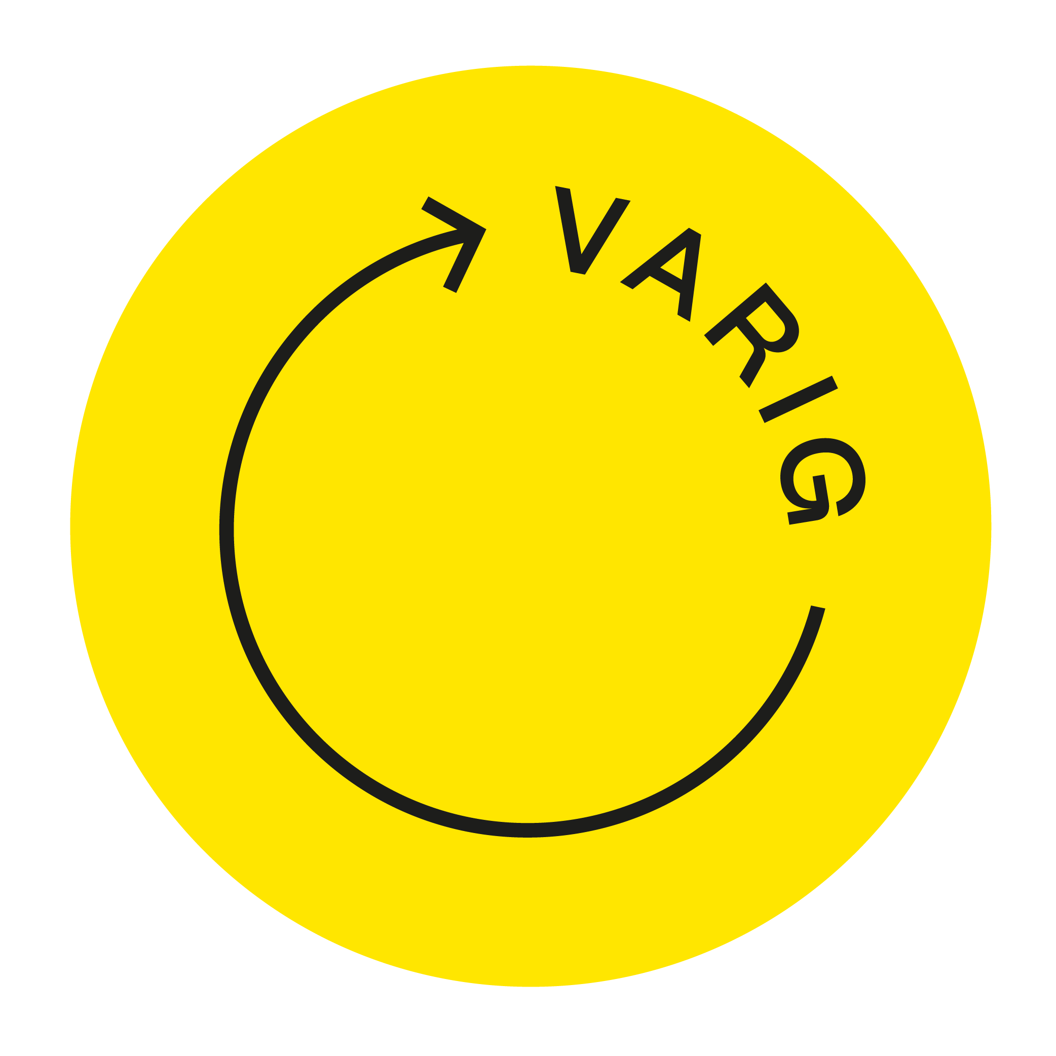 Varig logo i gul med svart tekst